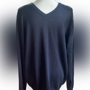 Apt9 Wool Blend V Neck Long Sleeve Knit Black Pullover Size L